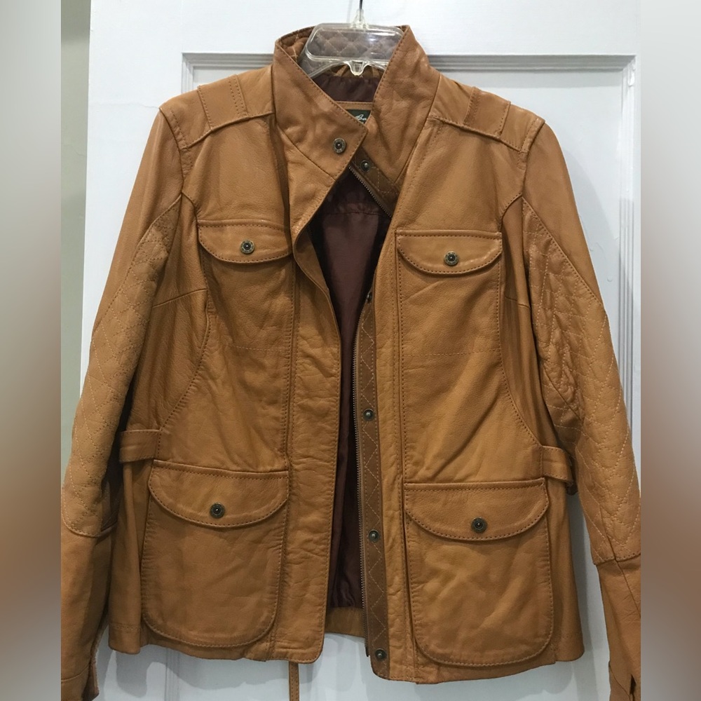 NWOT Eddie Bauer Tan Leather Jacket